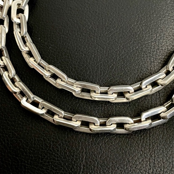 Vintage Mexico Sterling silver .925 Solid Square Link Chain Necklace - Picture 3 of 9